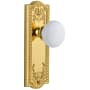 Grandeur Parthenon Solid Brass Rose Dummy Door Knob Set with Hyde Park Knob Polished Brass