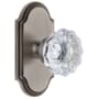 Grandeur Arc Solid Brass Rose Privacy Door Knob Set with Fontainebleau Crystal Knob and 2-3/4" Backset Antique Pewter