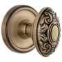 Grandeur Georgetown Solid Brass Rose Dummy Knob Set with Grande Victorian Knob Vintage Brass