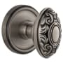 Grandeur Georgetown Solid Brass Rose Dummy Knob Set with Grande Victorian Knob Antique Pewter