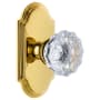 Grandeur Arc Solid Brass Rose Privacy Door Knob Set with Fontainebleau Crystal Knob and 2-3/4" Backset Polished Brass