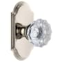 Grandeur Arc Solid Brass Rose Privacy Door Knob Set with Fontainebleau Crystal Knob and 2-3/4" Backset Polished Nickel