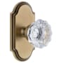 Grandeur Arc Solid Brass Rose Privacy Door Knob Set with Fontainebleau Crystal Knob and 2-3/4" Backset Vintage Brass