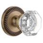 Grandeur Newport Solid Brass Rose Single Dummy Door Knob with Chambord Crystal Knob Vintage Brass
