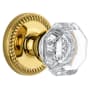 Grandeur Newport Solid Brass Rose Single Dummy Door Knob with Chambord Crystal Knob Polished Brass