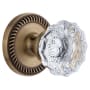 Grandeur Newport Solid Brass Rose Single Dummy Door Knob with Fontainebleau Crystal Knob Vintage Brass