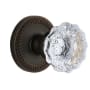 Grandeur Newport Solid Brass Rose Single Dummy Door Knob with Fontainebleau Crystal Knob Timeless Bronze