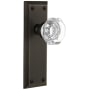 Grandeur Fifth Avenue Solid Brass Rose Single Dummy Door Knob with Chambord Crystal Knob Timeless Bronze