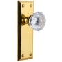 Grandeur Fifth Avenue Solid Brass Rose Single Dummy Door Knob with Fontainebleau Crystal Knob Polished Brass