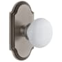 Grandeur Arc Solid Brass Rose Privacy Door Knob Set with Hyde Park Knob and 2-3/4" Backset Antique Pewter