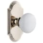 Grandeur Arc Solid Brass Rose Privacy Door Knob Set with Hyde Park Knob and 2-3/4" Backset Polished Nickel
