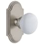 Grandeur Arc Solid Brass Rose Privacy Door Knob Set with Hyde Park Knob and 2-3/4" Backset Satin Nickel