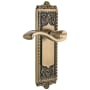 Grandeur Windsor Solid Brass Rose Right Handed Single Dummy Door Lever with Portofino Lever Vintage Brass