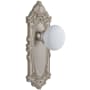 Grandeur Grande Victorian Solid Brass Rose Passage Door Knob Set with Hyde Park Knob and 2-3/8" Backset Satin Nickel