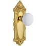 Grandeur Grande Victorian Solid Brass Rose Passage Door Knob Set with Hyde Park Knob and 2-3/8" Backset Polished Brass