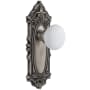 Grandeur Grande Victorian Solid Brass Rose Passage Door Knob Set with Hyde Park Knob and 2-3/8" Backset Antique Pewter