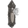Grandeur Grande Victorian Solid Brass Rose Passage Door Knob Set with Chambord Crystal Knob and 2-3/8" Backset Antique Pewter