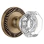Grandeur Newport Solid Brass Rose Passage Door Knob Set with Chambord Crystal Knob and 2-3/8" Backset Vintage Brass