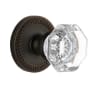 Grandeur Newport Solid Brass Rose Passage Door Knob Set with Chambord Crystal Knob and 2-3/8" Backset Timeless Bronze
