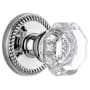 Grandeur Newport Solid Brass Rose Passage Door Knob Set with Chambord Crystal Knob and 2-3/8" Backset Bright Chrome