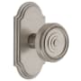 Grandeur Arc Solid Brass Privacy Door Knob Set with Soleil Knob and 2-3/4" Backset Satin Nickel