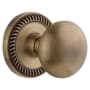 Grandeur Newport Solid Brass Rose Passage Door Knob Set with Fifth Avenue Knob and 2-3/8" Backset Vintage Brass