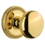 Grandeur Newport Solid Brass Rose Passage Door Knob Set with Fifth Avenue Knob and 2-3/8" Backset Polished Brass