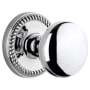 Grandeur Newport Solid Brass Rose Passage Door Knob Set with Fifth Avenue Knob and 2-3/8" Backset Bright Chrome