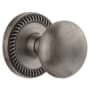 Grandeur Newport Solid Brass Rose Passage Door Knob Set with Fifth Avenue Knob and 2-3/8" Backset Antique Pewter