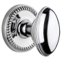 Grandeur Newport Solid Brass Rose Passage Door Knob Set with Eden Prairie Knob and 2-3/8" Backset Bright Chrome
