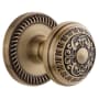Grandeur Vintage Antique Passage Door Knob Set with 2-3/8" Backset - Solid Brass Vintage Brass