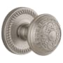 Grandeur Vintage Antique Passage Door Knob Set with 2-3/8" Backset - Solid Brass Satin Nickel