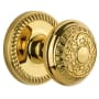Grandeur Vintage Antique Passage Door Knob Set with 2-3/8" Backset - Solid Brass Polished Brass