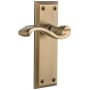 Grandeur Fifth Avenue Solid Brass Rose Right Handed Passage Door Lever Set with Portofino Lever and 2-3/8" Backset Vintage Brass