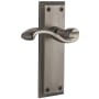 Grandeur Fifth Avenue Solid Brass Rose Right Handed Passage Door Lever Set with Portofino Lever and 2-3/8" Backset Antique Pewter