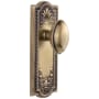 Grandeur Parthenon Solid Brass Rose Passage Door Knob Set with Eden Prairie Knob and 2-3/8" Backset Vintage Brass