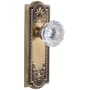 Grandeur Parthenon Solid Brass Rose Passage Door Knob Set with Fontainebleau Crystal Knob and 2-3/8" Backset Vintage Brass