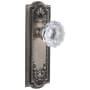 Grandeur Parthenon Solid Brass Rose Passage Door Knob Set with Fontainebleau Crystal Knob and 2-3/8" Backset Antique Pewter