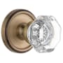 Grandeur Georgetown Solid Brass Rose Passage Door Knob Set with Chambord Crystal Knob and 2-3/8" Backset Vintage Brass