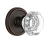 Grandeur Georgetown Solid Brass Rose Passage Door Knob Set with Chambord Crystal Knob and 2-3/8" Backset Timeless Bronze