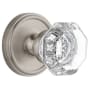 Grandeur Georgetown Solid Brass Rose Passage Door Knob Set with Chambord Crystal Knob and 2-3/8" Backset Satin Nickel