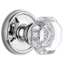 Grandeur Georgetown Solid Brass Rose Passage Door Knob Set with Chambord Crystal Knob and 2-3/8" Backset Bright Chrome