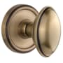 Grandeur Georgetown Solid Brass Rose Passage Door Knob Set with Eden Prairie Knob and 2-3/8" Backset Vintage Brass