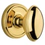 Grandeur Georgetown Solid Brass Rose Passage Door Knob Set with Eden Prairie Knob and 2-3/8" Backset Polished Brass