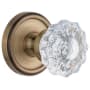 Grandeur Georgetown Solid Brass Rose Privacy Knob Set with Versailles Crystal Knob and 2-3/8" Backset Vintage Brass