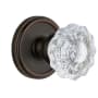 Grandeur Georgetown Solid Brass Rose Privacy Knob Set with Versailles Crystal Knob and 2-3/8" Backset Timeless Bronze