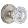 Grandeur Georgetown Solid Brass Rose Privacy Knob Set with Versailles Crystal Knob and 2-3/8" Backset Satin Nickel