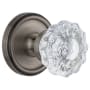 Grandeur Georgetown Solid Brass Rose Privacy Knob Set with Versailles Crystal Knob and 2-3/8" Backset Antique Pewter