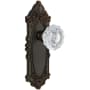 Grandeur Grande Victorian Solid Brass Rose Dummy Door Knob Set with Versailles Crystal Knob Timeless Bronze