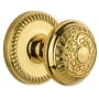 Grandeur Vintage Antique Passage Door Knob Set with 2-3/8" Backset - Solid Brass Lifetime Brass